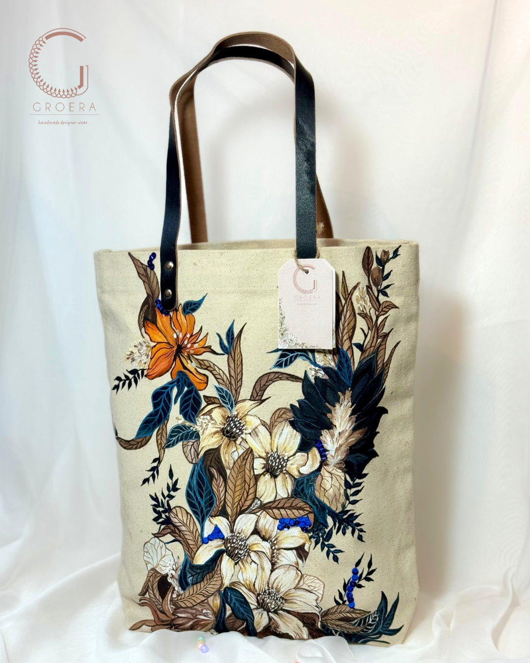 Painted Autumn Bloom Canvas Tote Bag