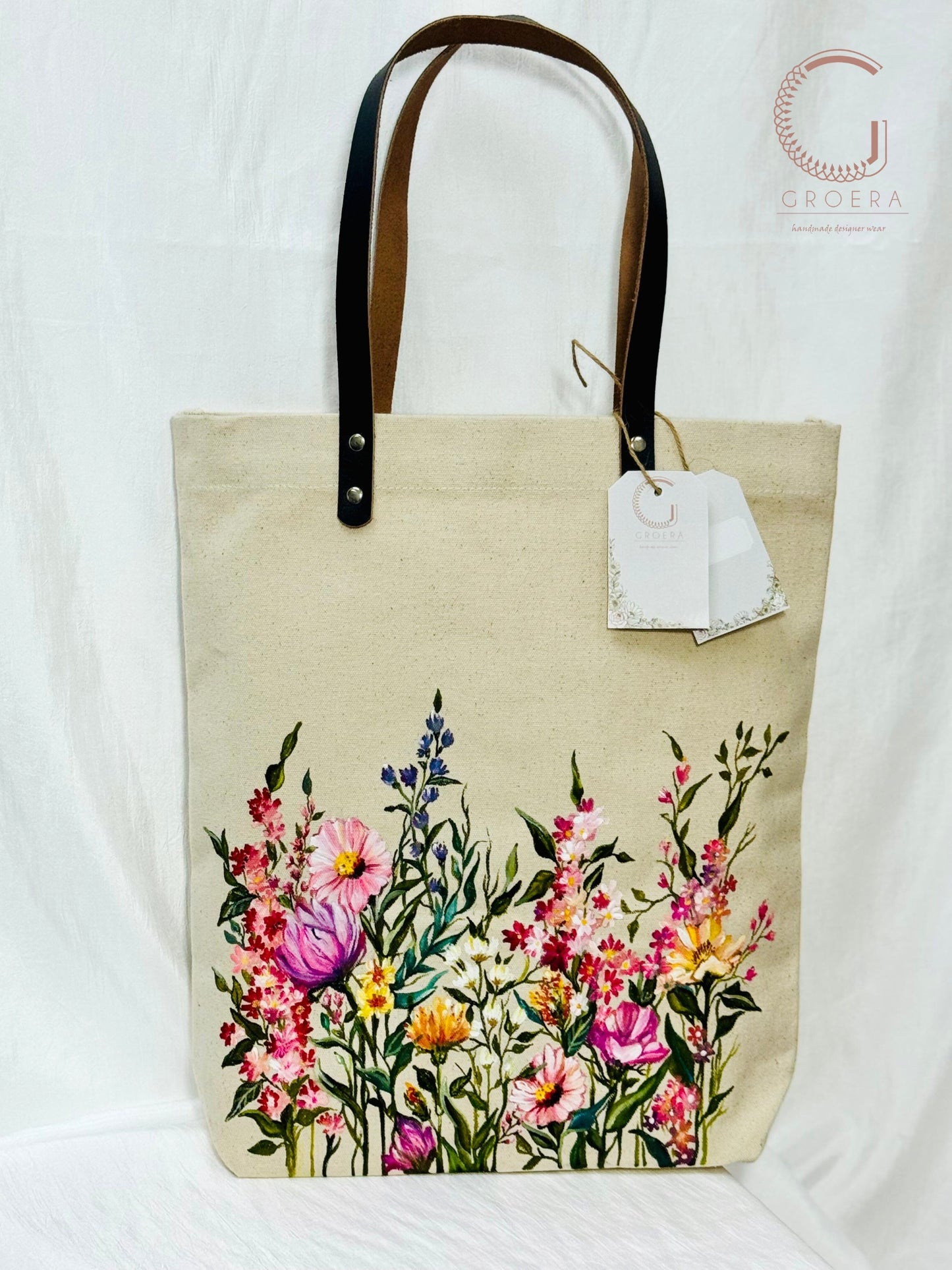 Hand Painted Wildflower Reverie Tote Bag front