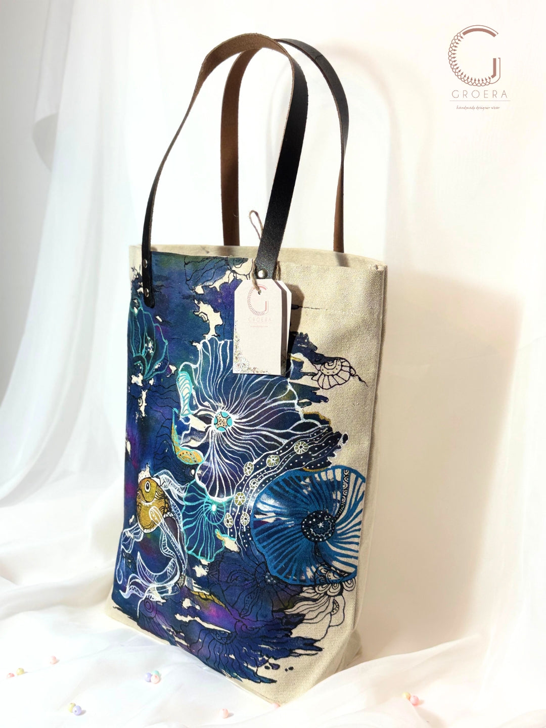 Painted Mystic Waves Abstract Tote Bag