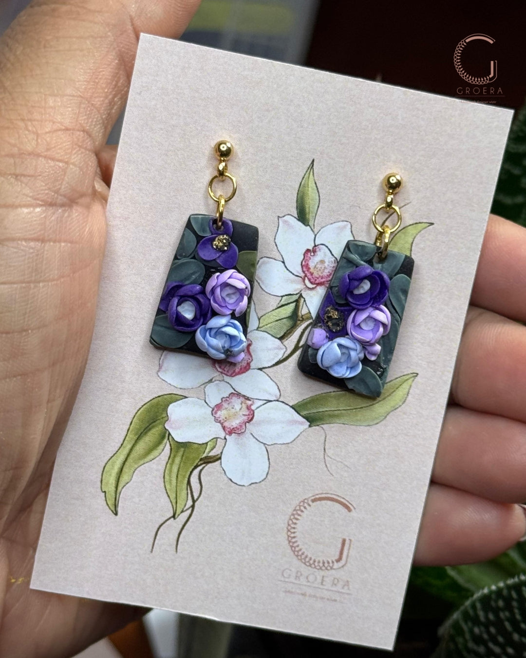 Polymer Clay Earrings - Purple Blush