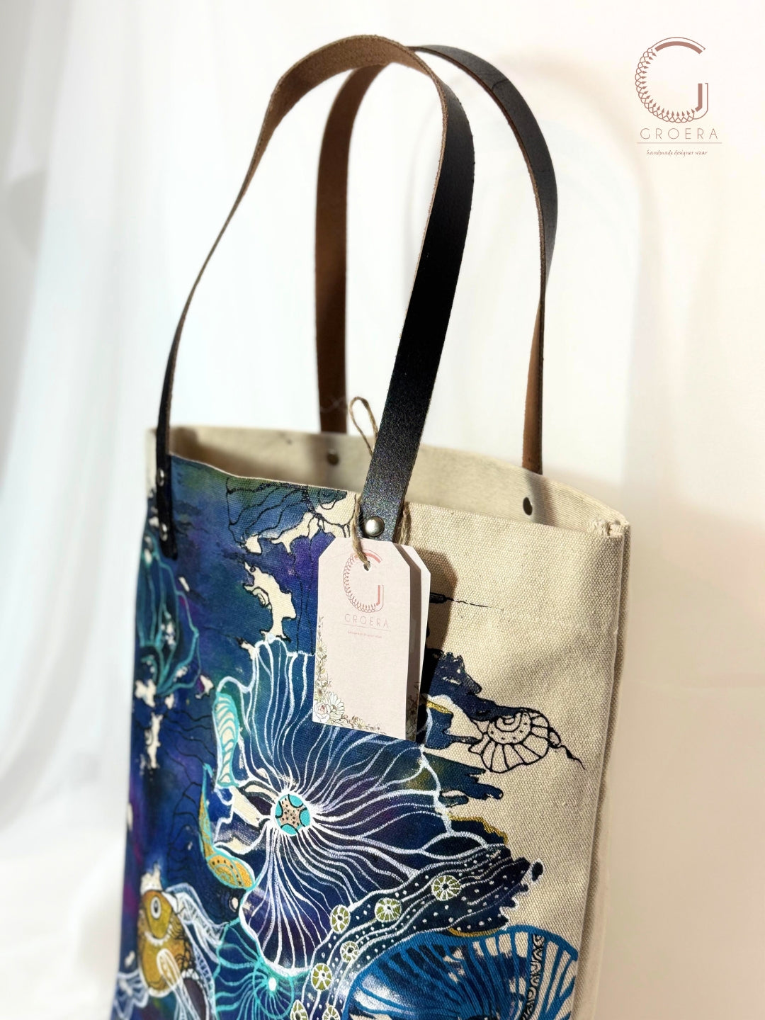 Painted Mystic Waves Abstract Tote Bag