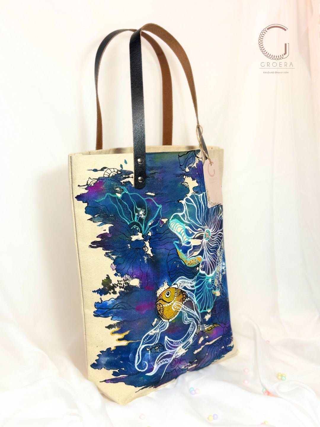 Painted Mystic Waves Abstract Tote Bag