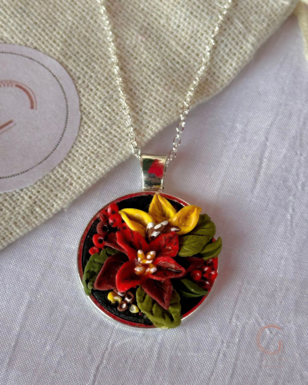 Elegant handmade flower pendant in sterling silver β fall jewelry collection