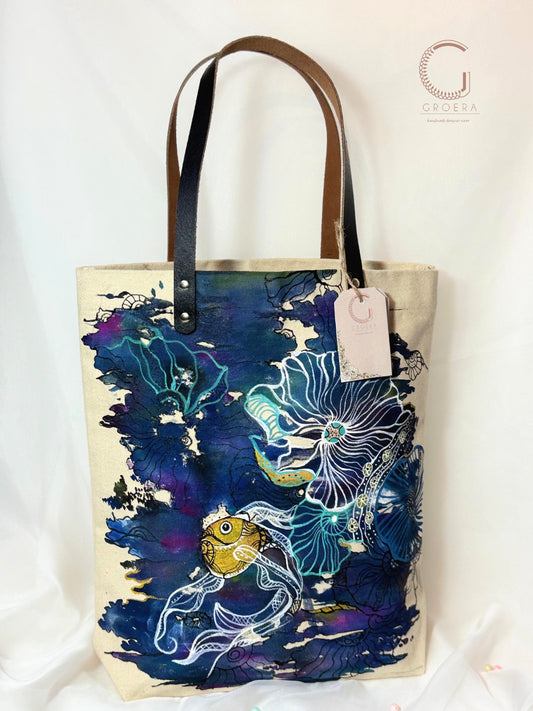 Painted Mystic Waves Abstract Tote Bag