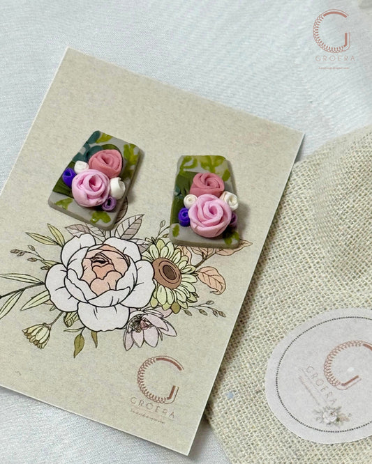 Polymer Clay Earrings - Timeless Rose Studs