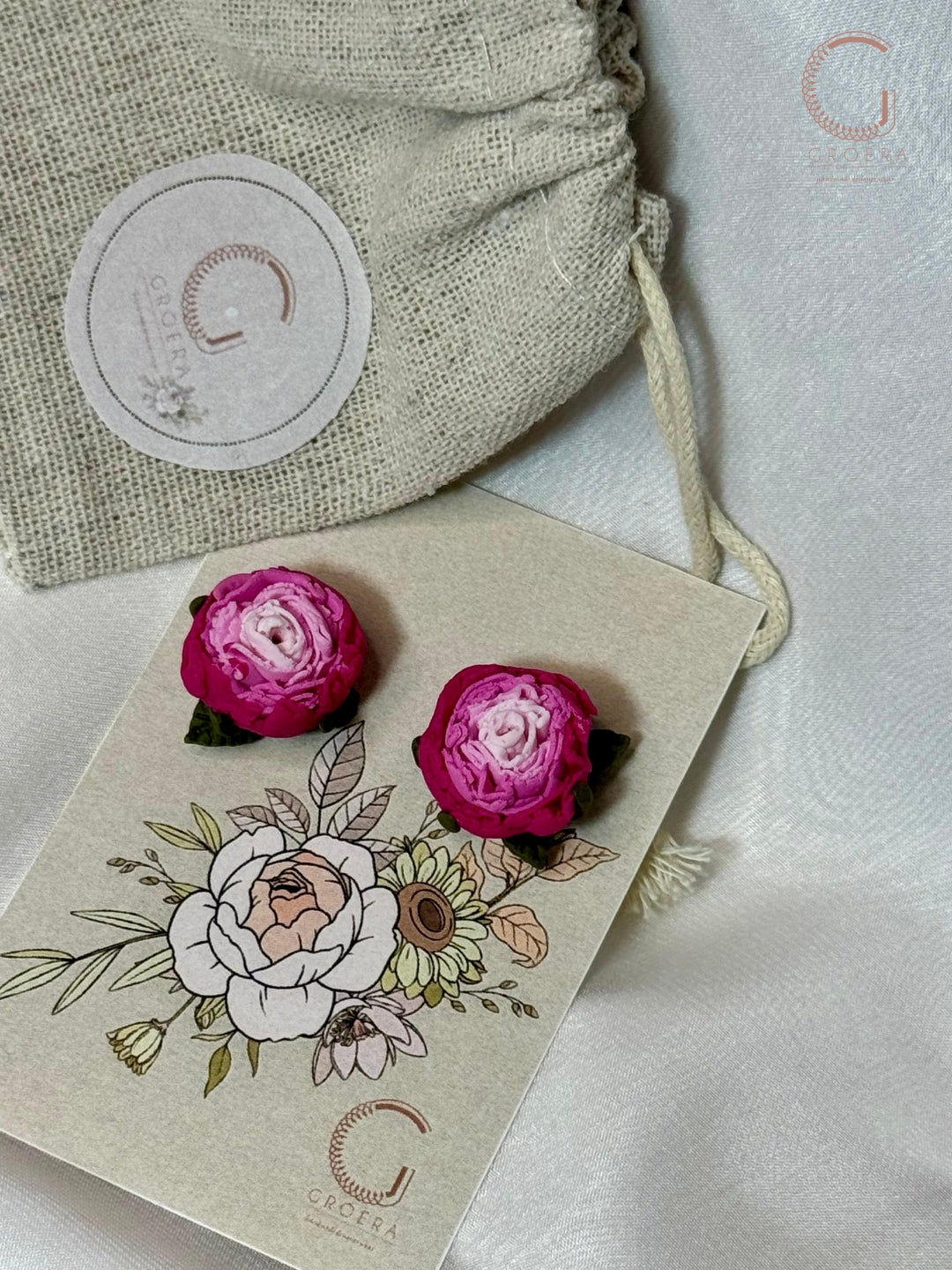 Polymer Clay Earrings - Garden Rose