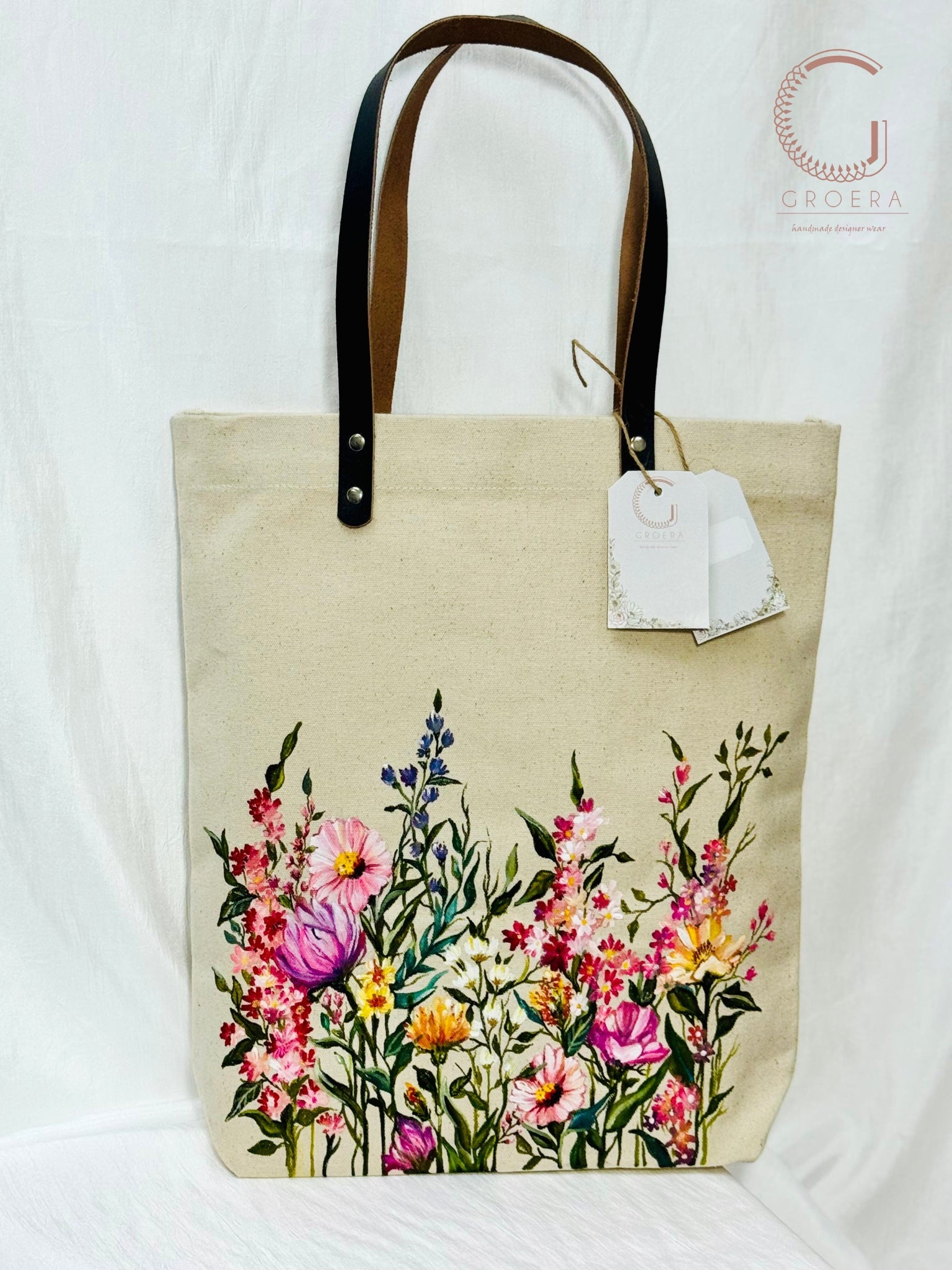 Hand Painted Wildflower Reverie Tote Bag front