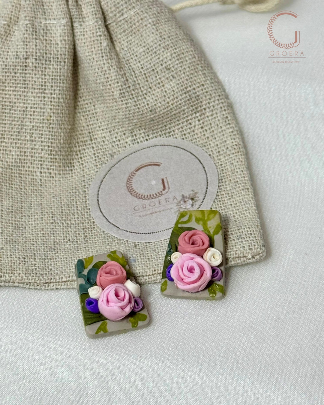 Polymer Clay Earrings - Timeless Rose Studs