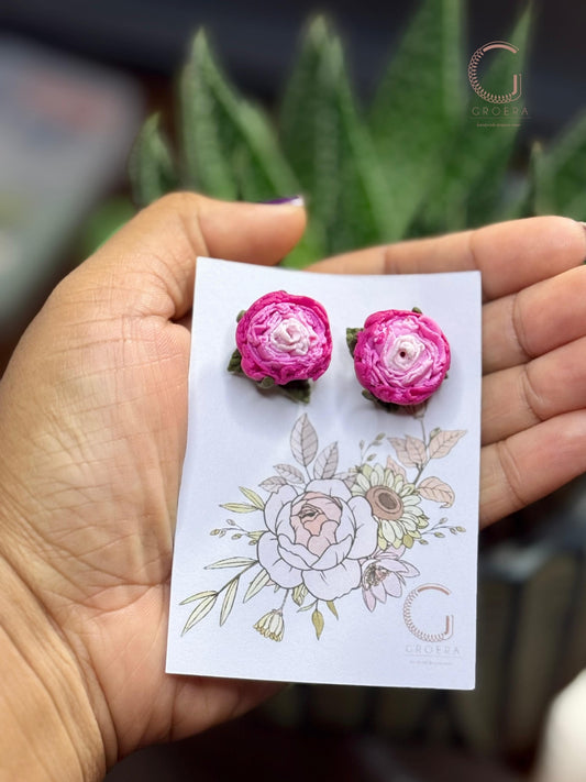 Polymer Clay Earrings - Garden Rose