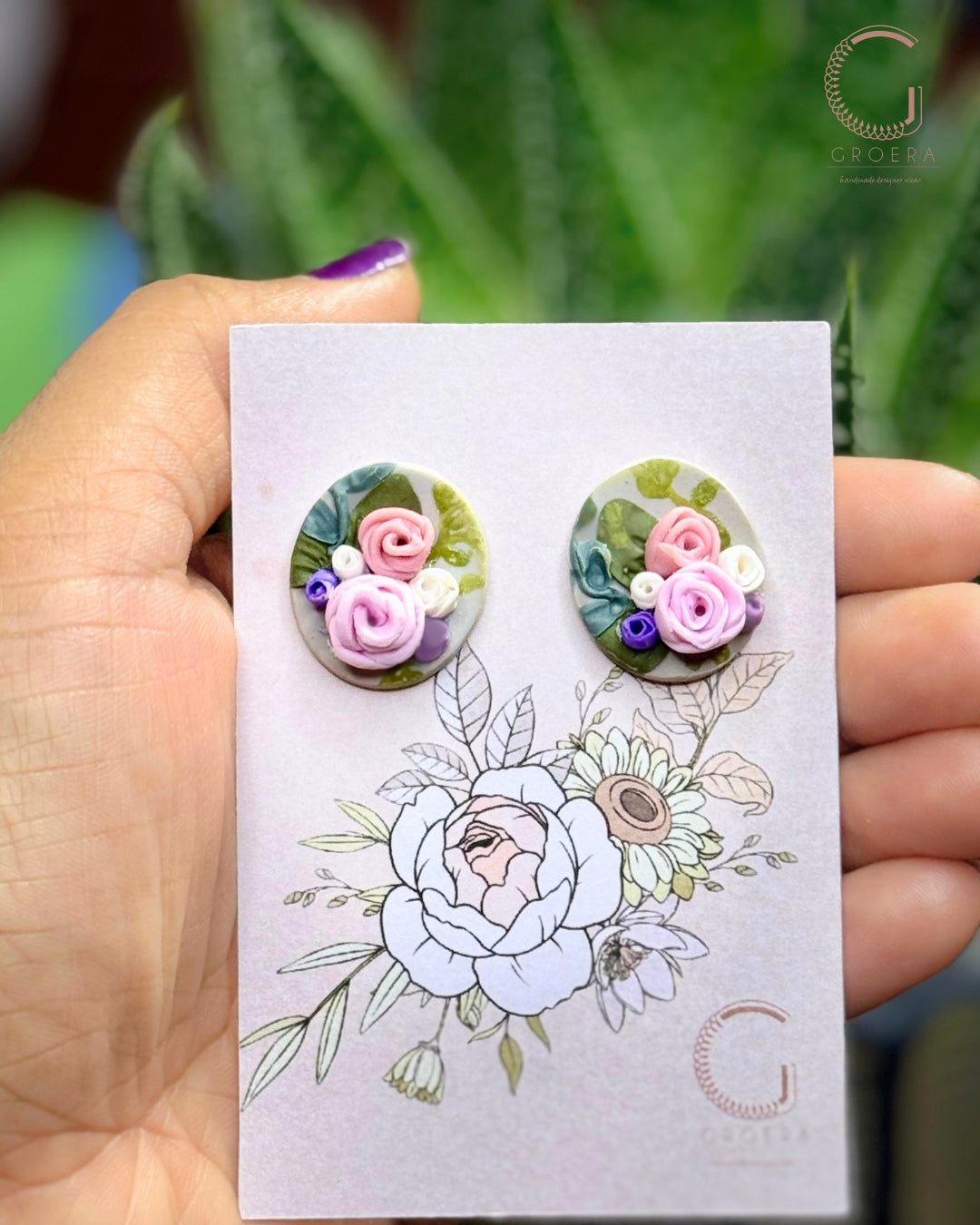 Polymer Clay Earrings - Timeless Rose Studs