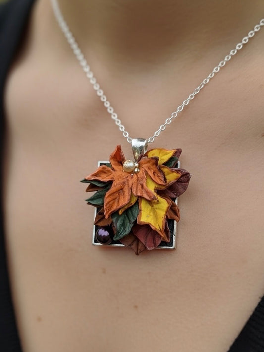 Polymer Clay Pendant - Rustle of Autumn