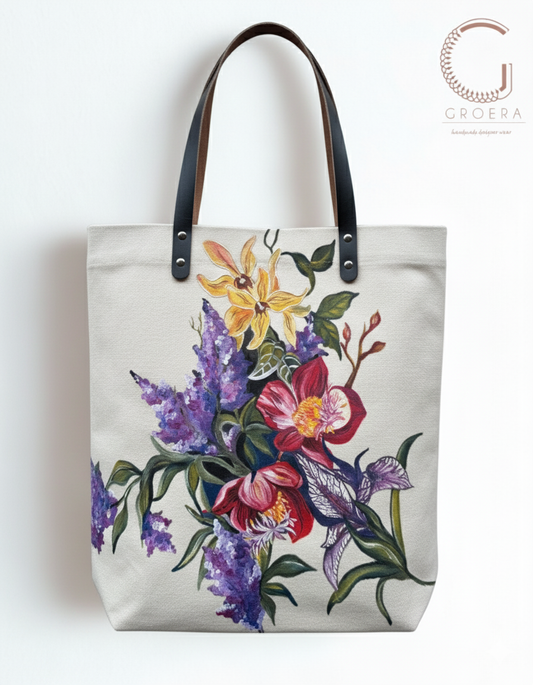 Painted Orchid & Lilac Bloom Tote Bag