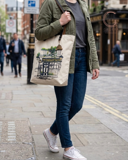 Hand Painted Baker Street Sketch Tote