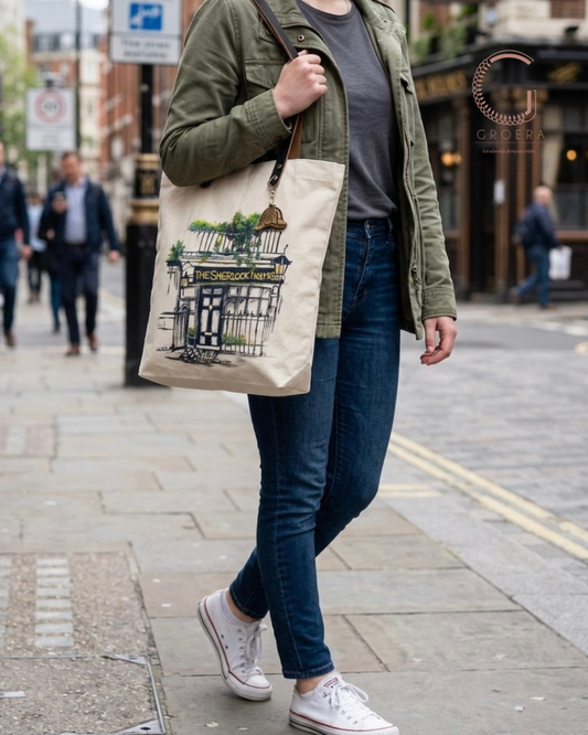 Hand Painted Baker Street Sketch Tote