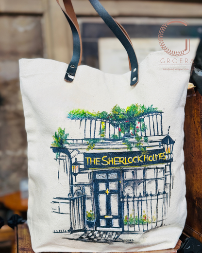 Hand Painted Baker Street Sketch Tote