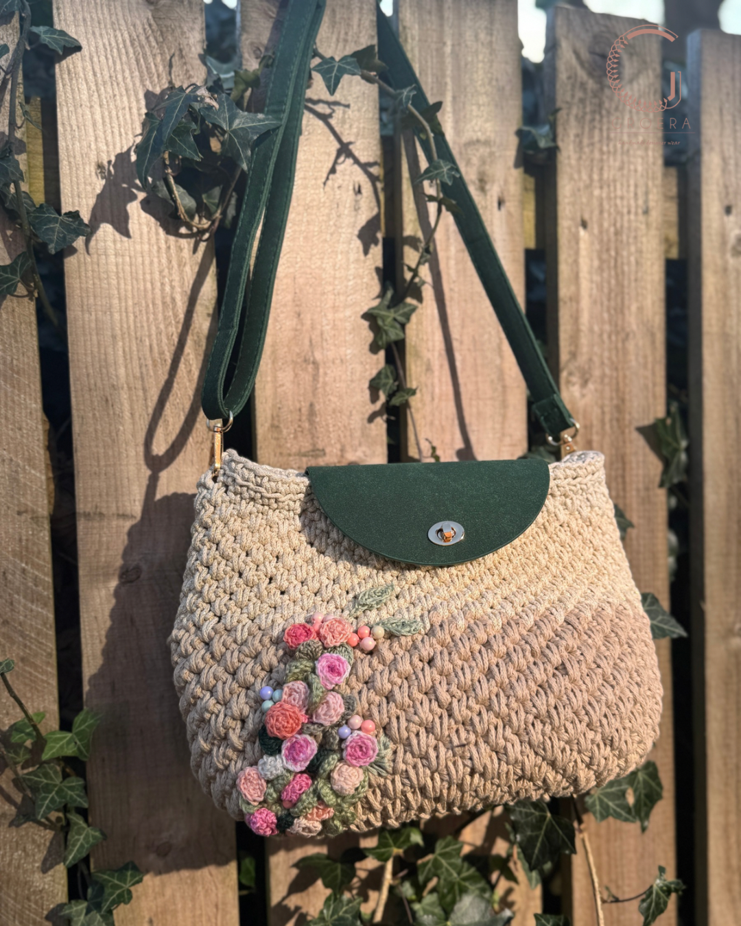 Bridgerton styled crochet shoulder bag
