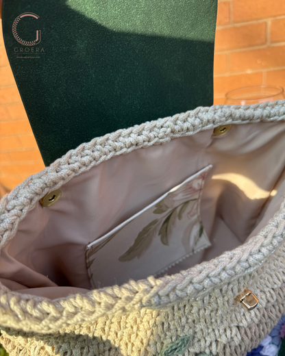 Bridgerton styled crochet shoulder bag