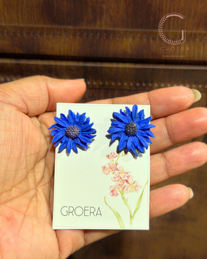 Polymer Clay Earrings - Azure Bloom