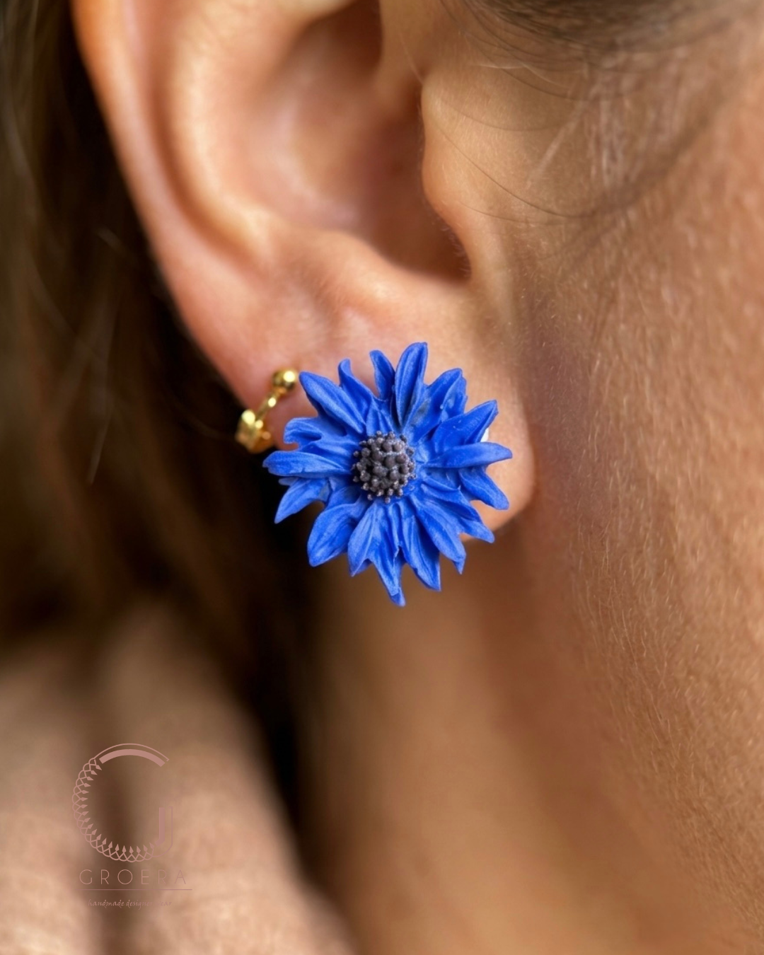 Polymer Clay Earrings - Azure Bloom