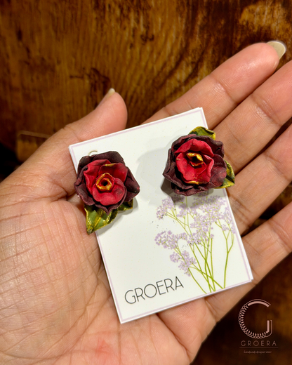 Polymer Clay Earrings - Rosebud Stud