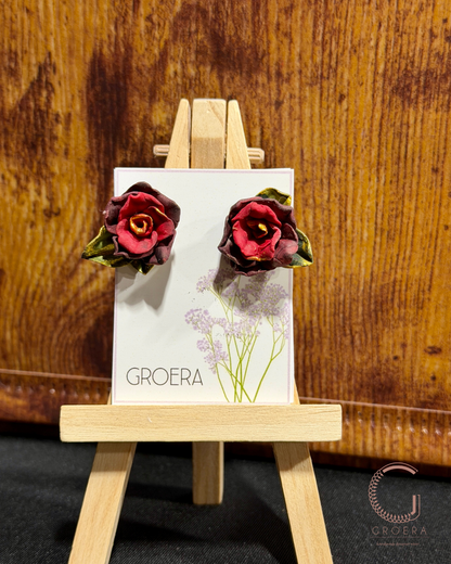 Polymer Clay Earrings - Rosebud Stud