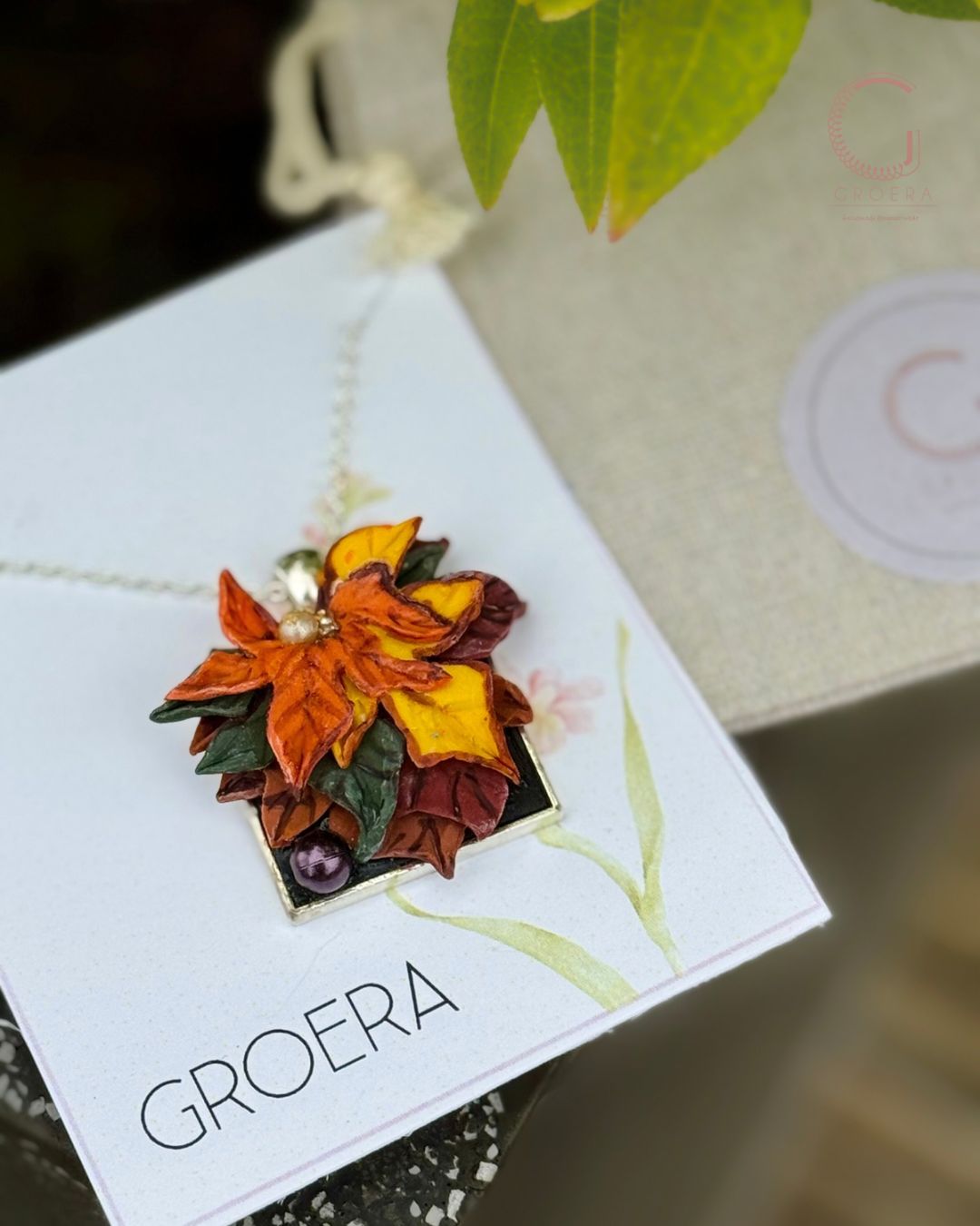 Polymer Clay Pendant - Rustle of Autumn