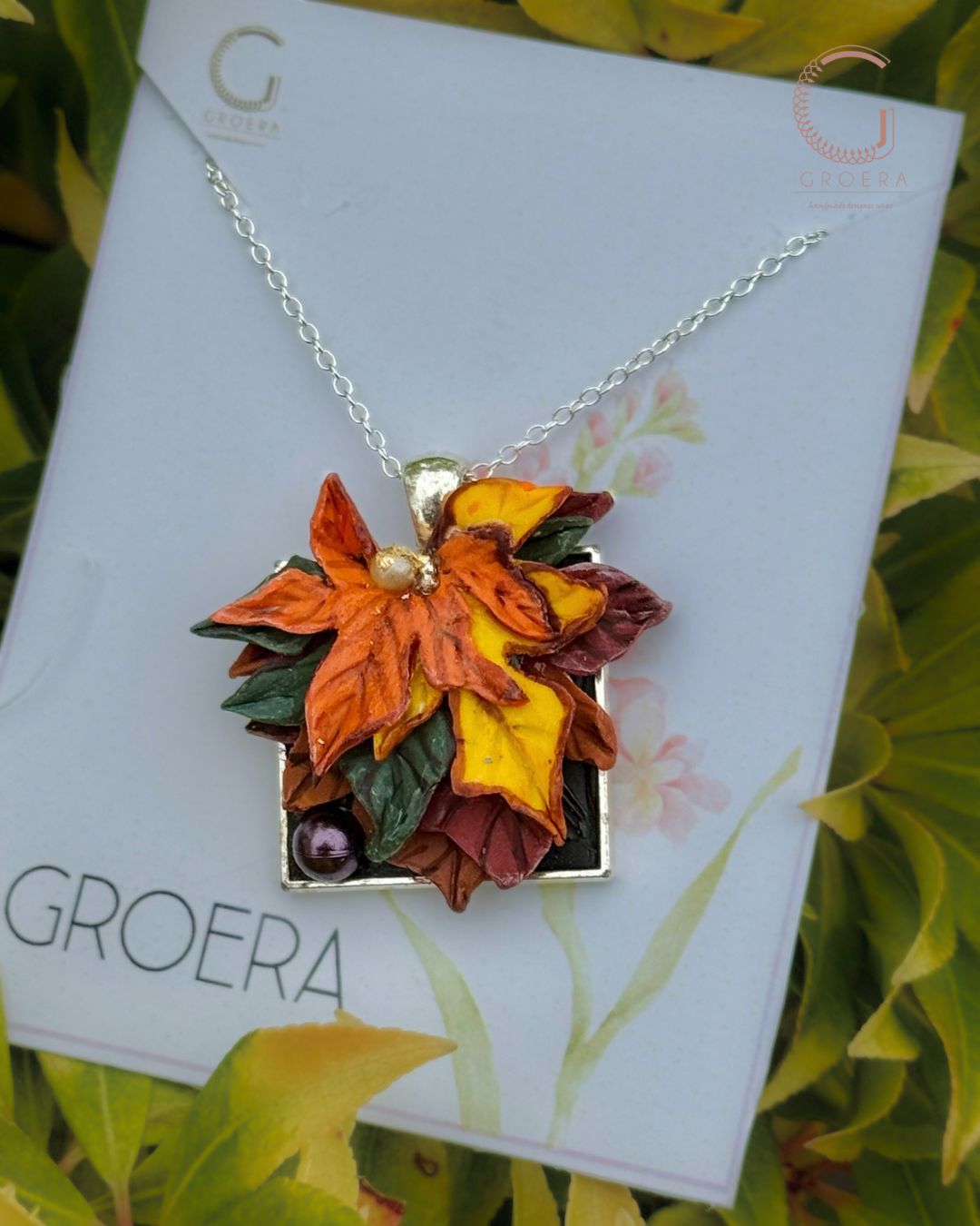 Polymer Clay Pendant - Rustle of Autumn