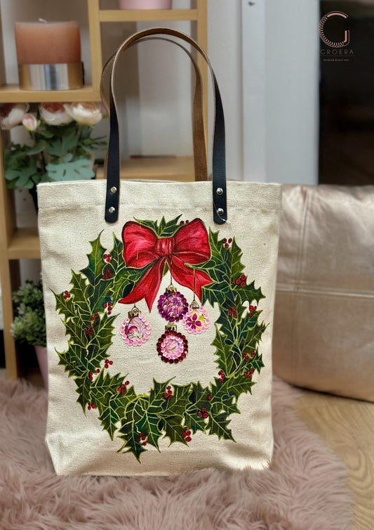 Painted Jingle Bow Tote Bag