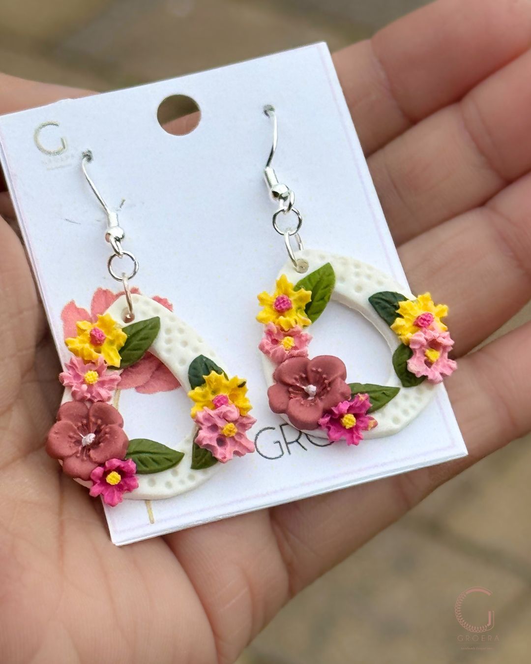 Handmade with polymer clay earrings close
