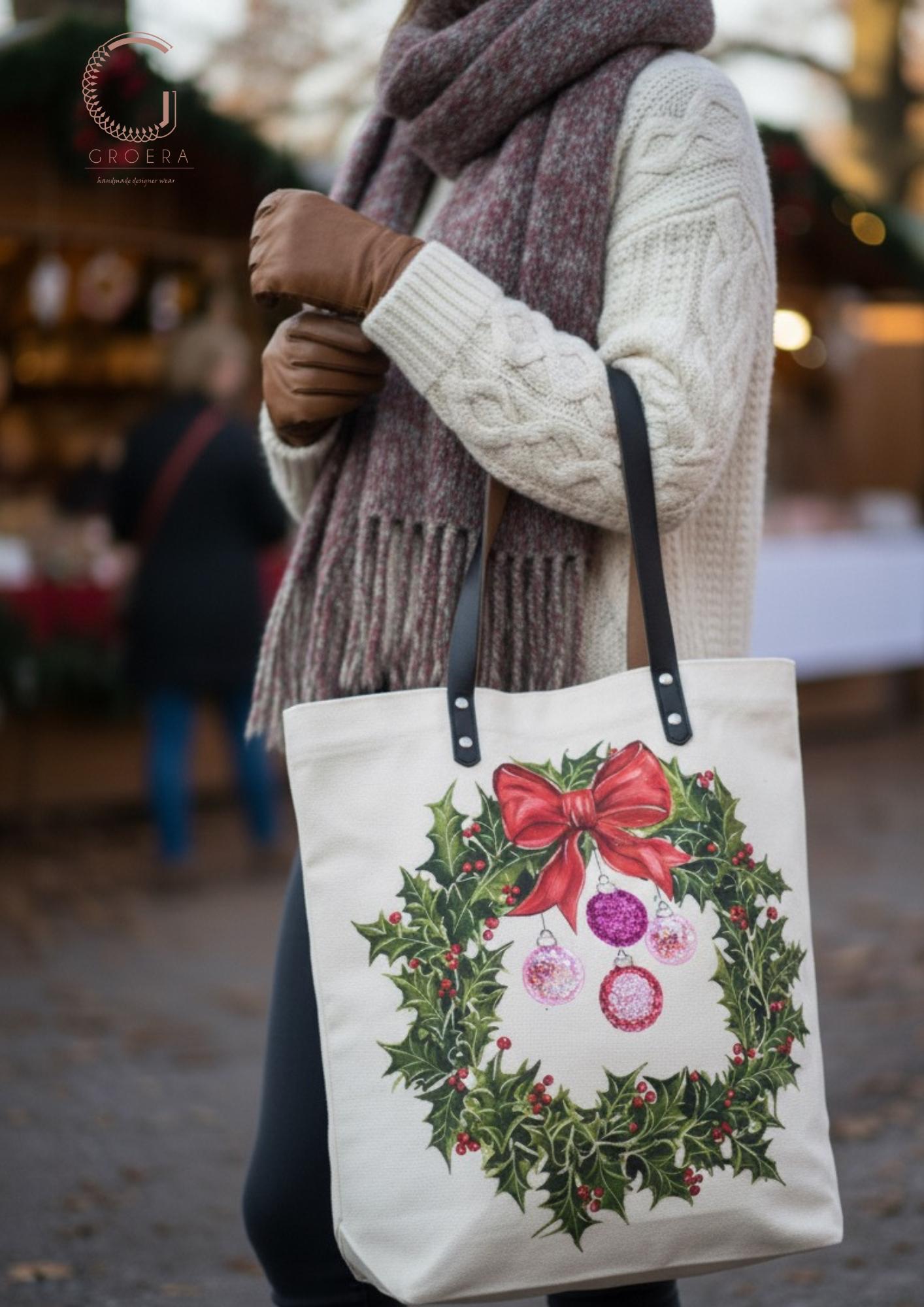 Painted Jingle Bow Tote Bag